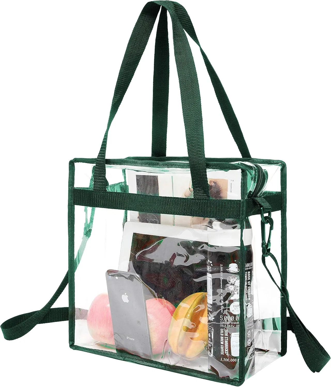 BAGAIL Clear Bags Stadium Approved Clear Tote Bag with Zipper Closure Crossbody Messenger Shoulder Bag with Adjustable Strap
