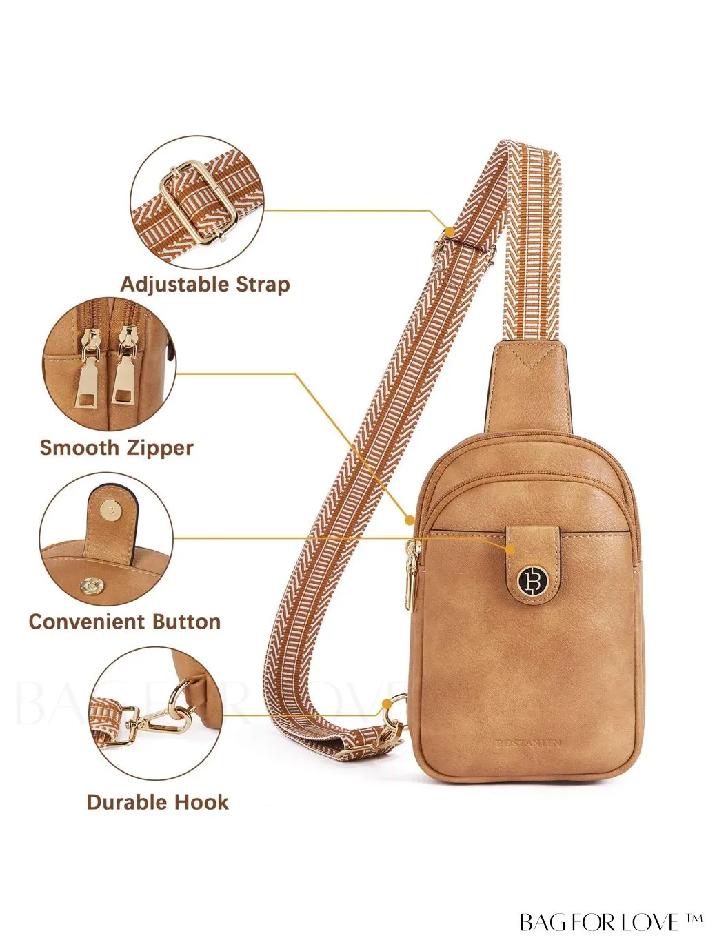 BagForLove - BOSTANTEN Womens Leather Crossbody Sling Bag - Stylish Travel Purse & Chest Bag