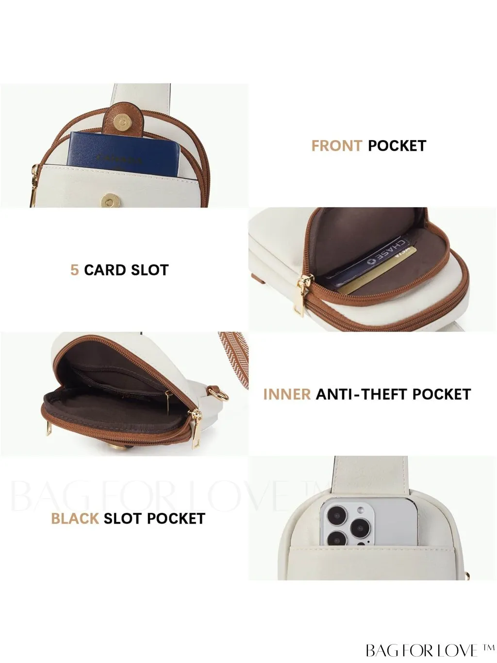 BagForLove - BOSTANTEN Womens Leather Crossbody Sling Bag - Stylish Travel Purse & Chest Bag
