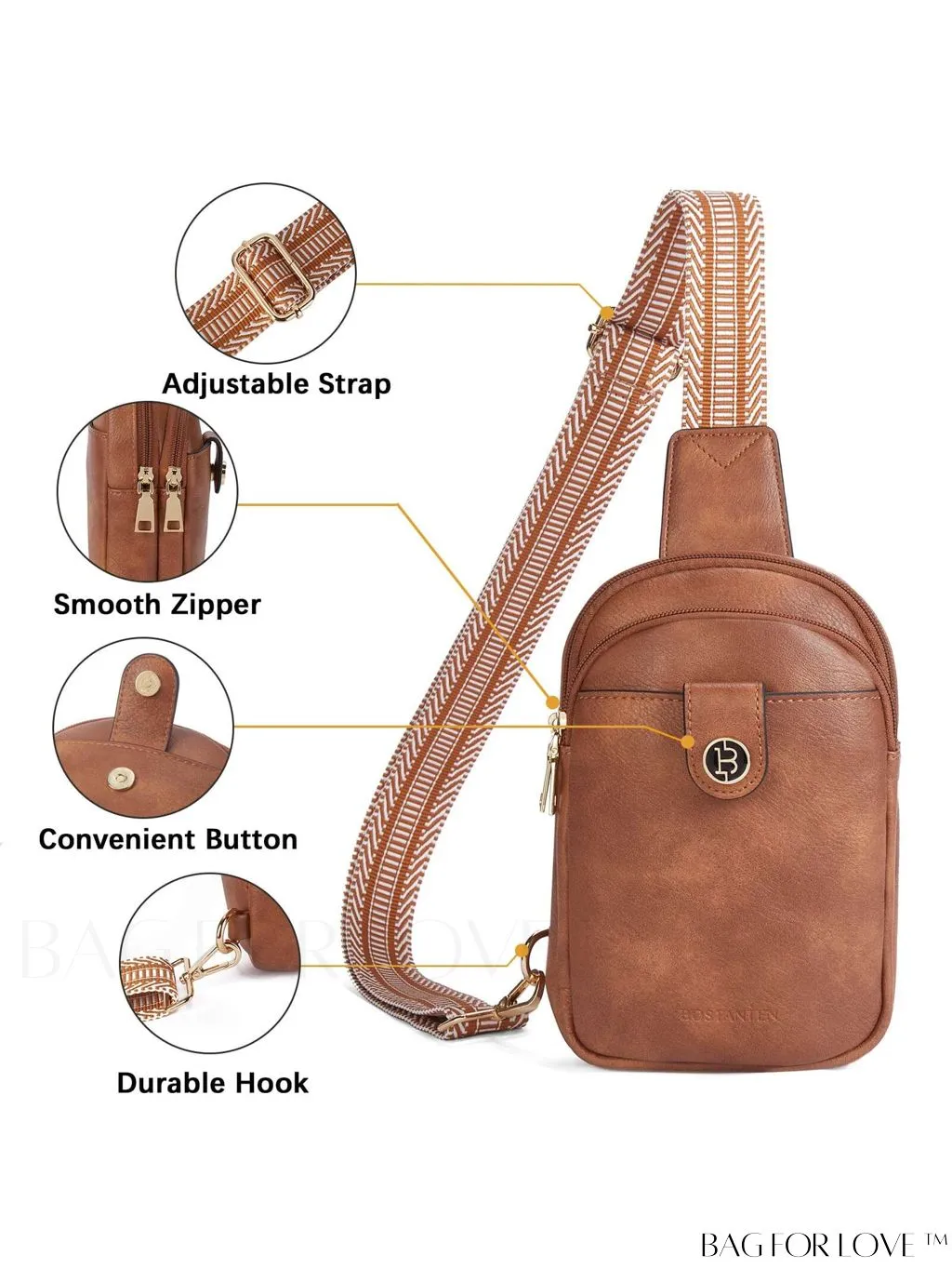 BagForLove - BOSTANTEN Womens Leather Crossbody Sling Bag - Stylish Travel Purse & Chest Bag