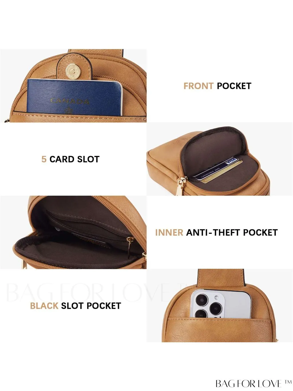 BagForLove - BOSTANTEN Womens Leather Crossbody Sling Bag - Stylish Travel Purse & Chest Bag