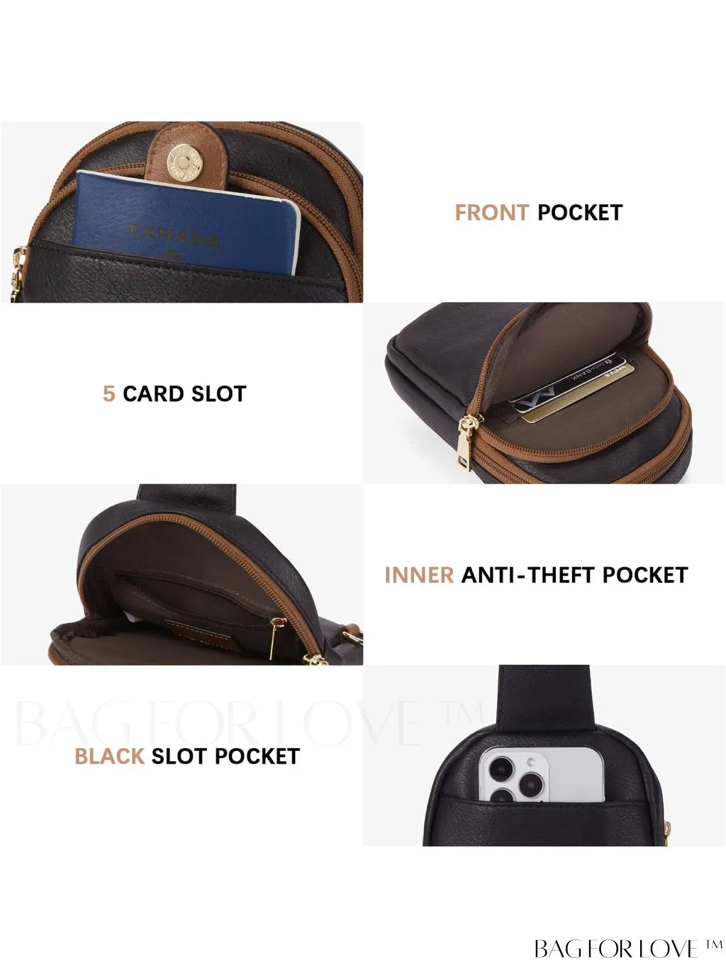 BagForLove - BOSTANTEN Womens Leather Crossbody Sling Bag - Stylish Travel Purse & Chest Bag