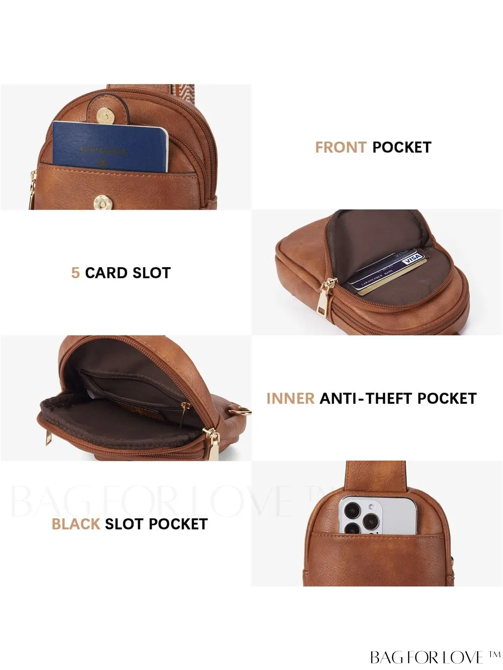 BagForLove - BOSTANTEN Womens Leather Crossbody Sling Bag - Stylish Travel Purse & Chest Bag