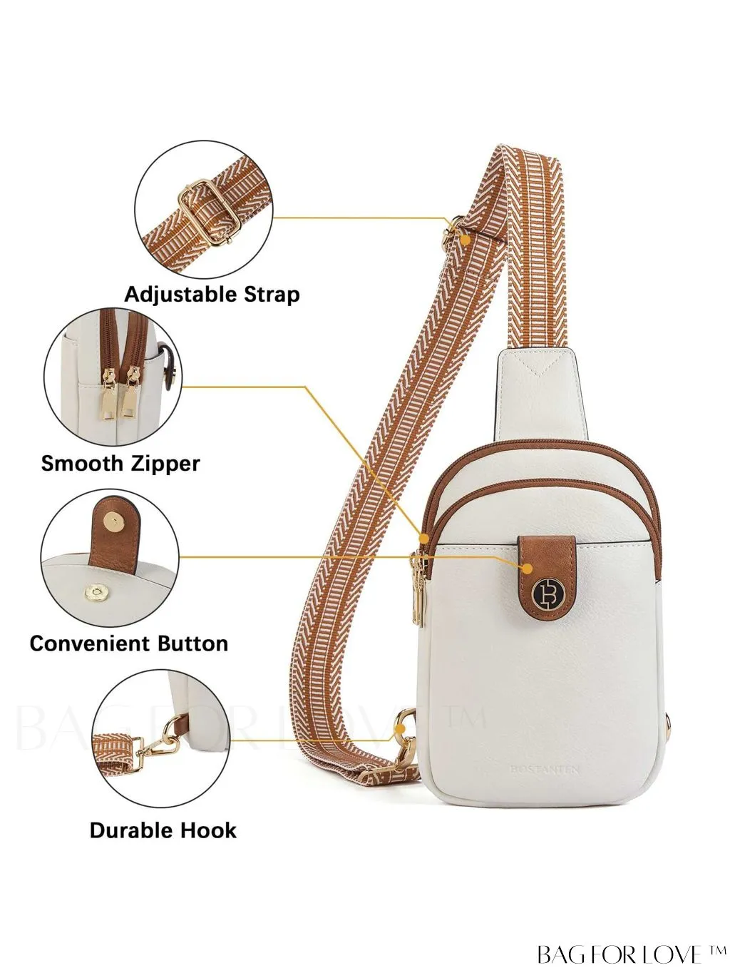 BagForLove - BOSTANTEN Womens Leather Crossbody Sling Bag - Stylish Travel Purse & Chest Bag