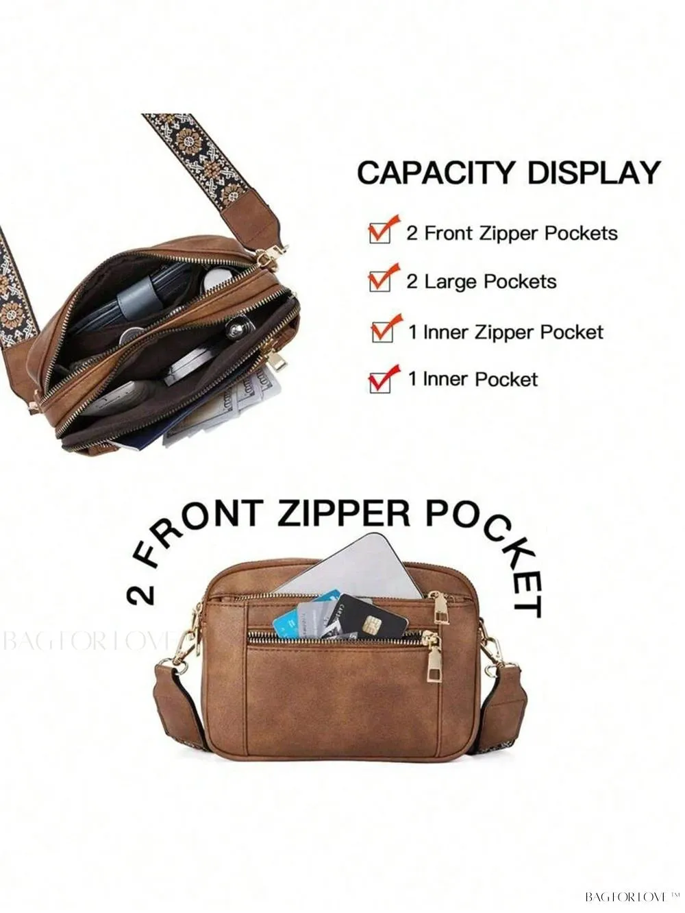 BagForLove - Fashionable Vegan Leather Small Square Crossbody Bags
