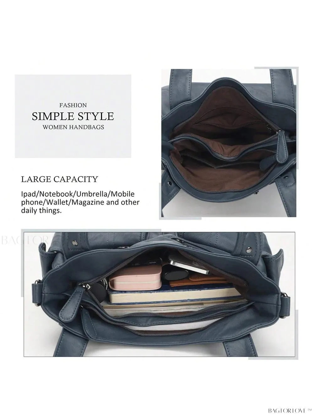 BagForLove - Large Soft PU Leather Tote Bag for Women