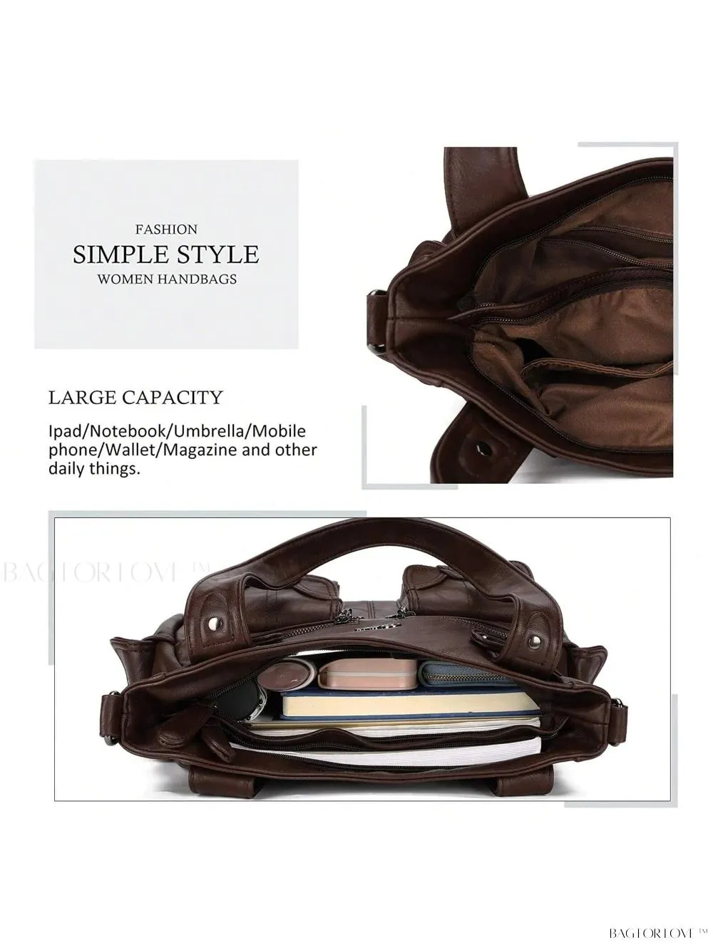 BagForLove - Large Soft PU Leather Tote Bag for Women