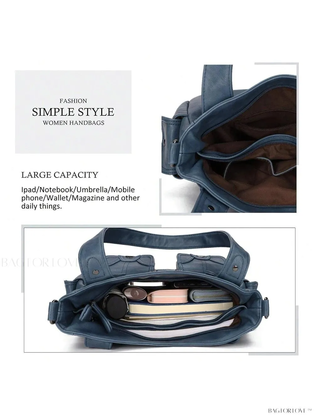 BagForLove - Large Soft PU Leather Tote Bag for Women
