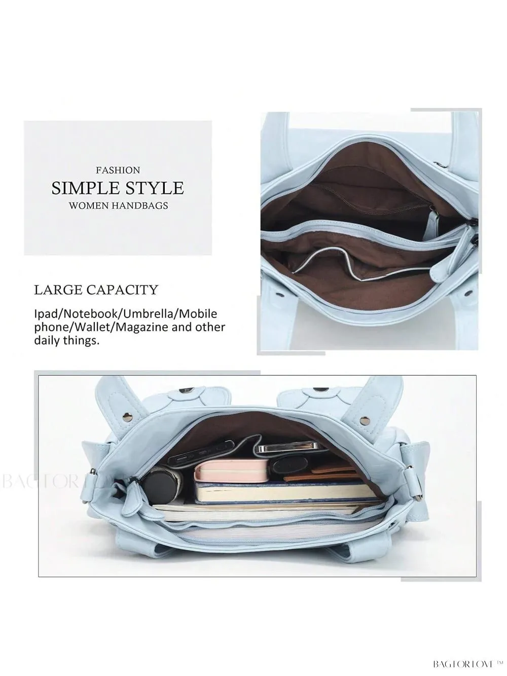 BagForLove - Large Soft PU Leather Tote Bag for Women