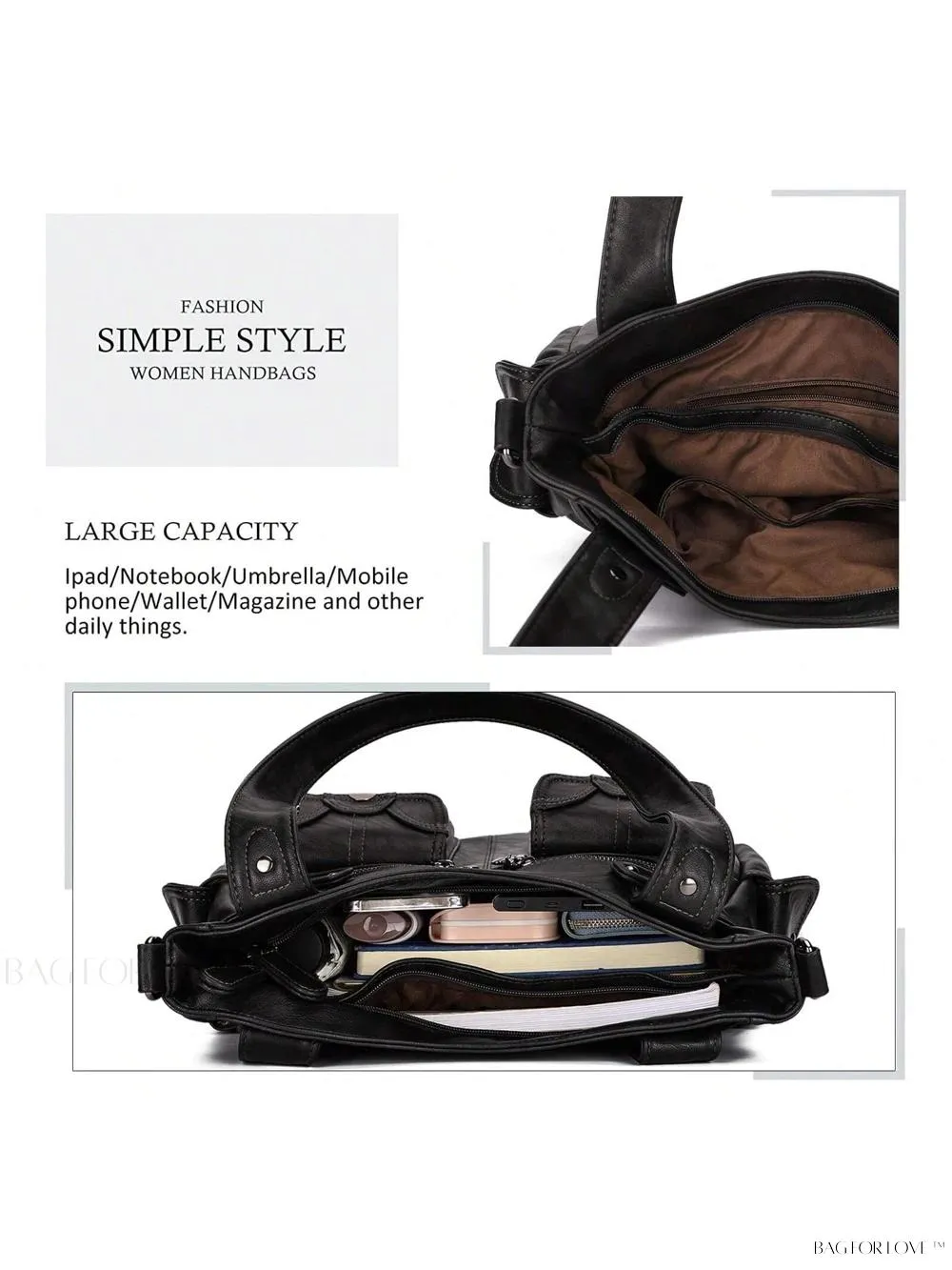 BagForLove - Large Soft PU Leather Tote Bag for Women