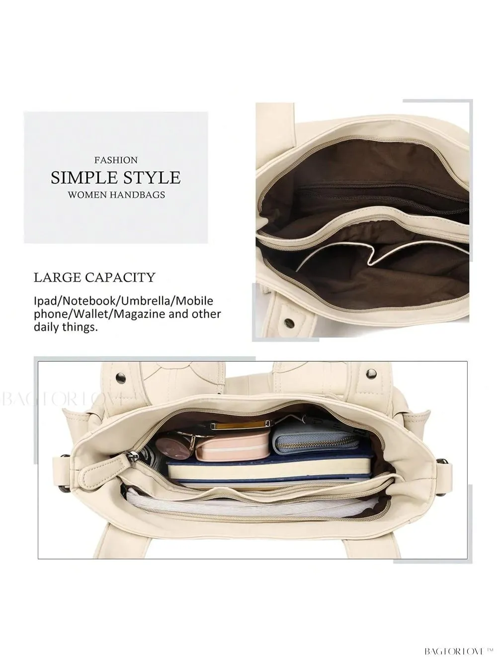 BagForLove - Large Soft PU Leather Tote Bag for Women