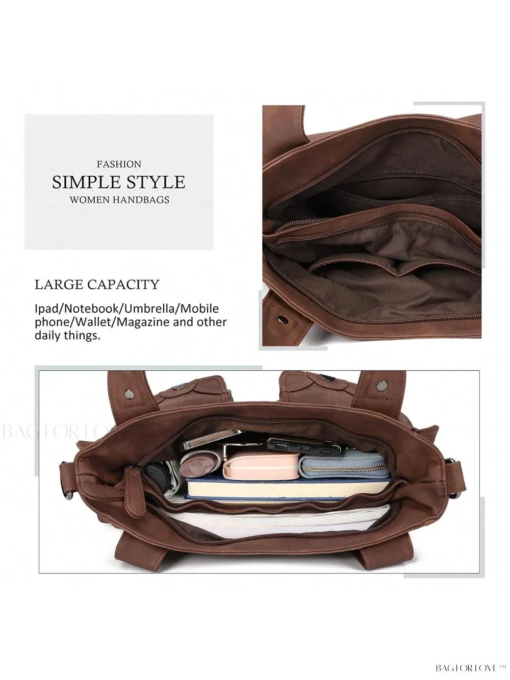 BagForLove - Large Soft PU Leather Tote Bag for Women