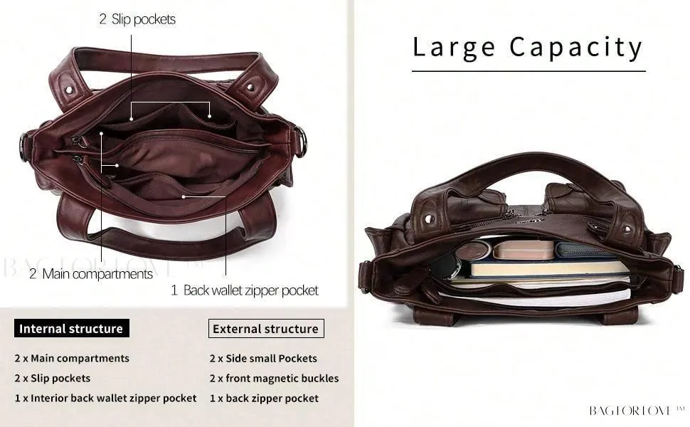 BagForLove - Large Soft PU Leather Tote Bag for Women