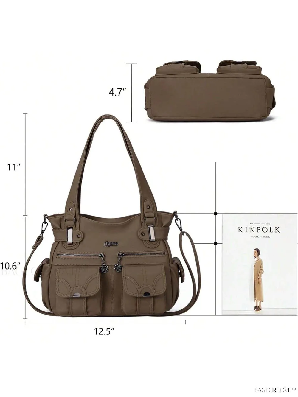 BagForLove - Luxury Tote Bag for Women - Soft PU Leather and Multiple Pockets