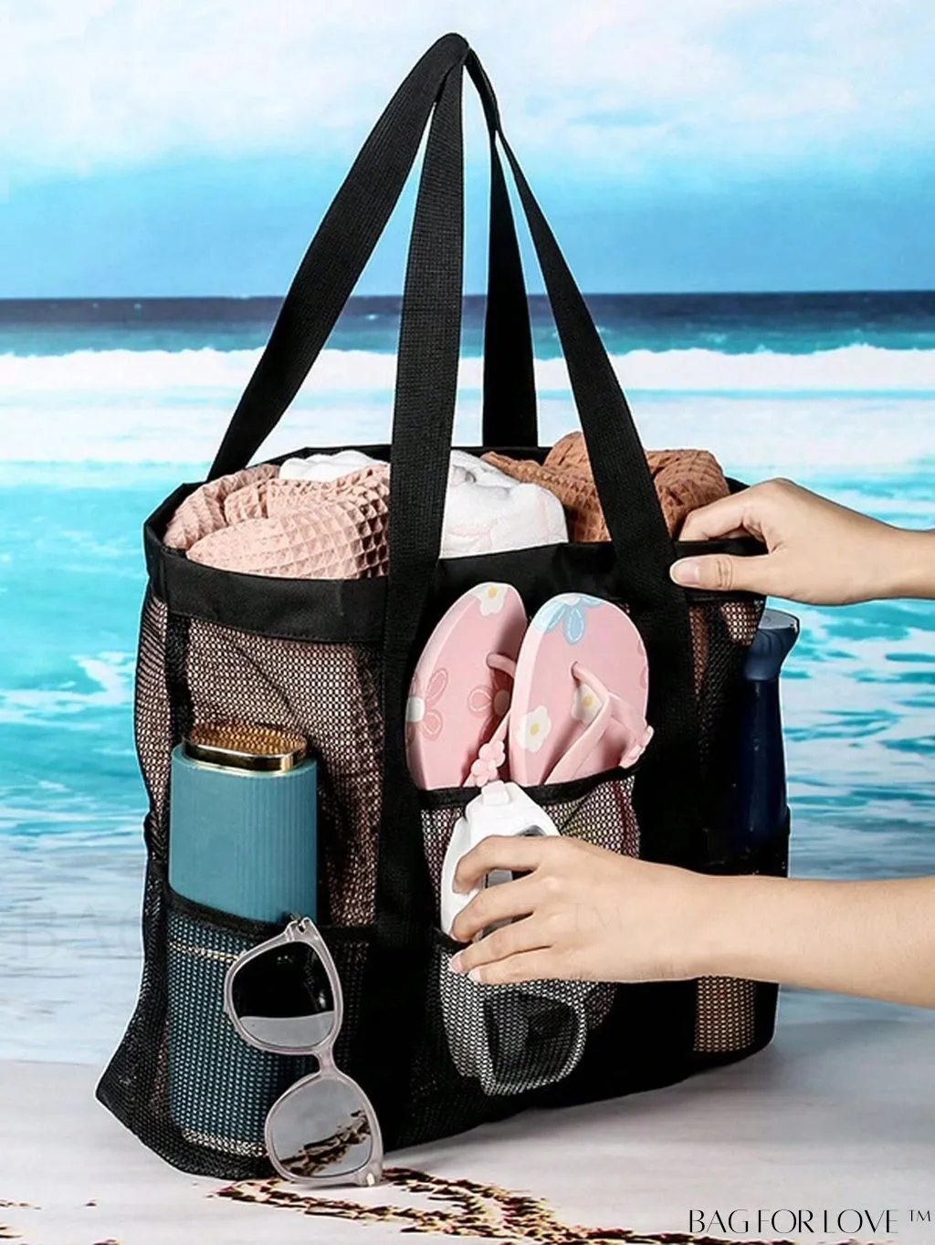 BagForLove - Premium Swim Tote Bag: Ultra-Spacious Mesh Beach Handbag & Shoulder Bag for Outdoor & Pool