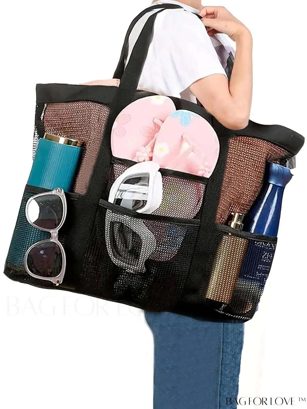BagForLove - Premium Swim Tote Bag: Ultra-Spacious Mesh Beach Handbag & Shoulder Bag for Outdoor & Pool