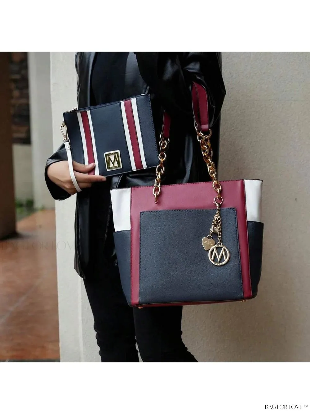 BagForLove - Rochelle Collection Color Block Large Capacity Handbag
