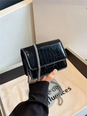 BagForLove - Timeless Fashion PU Square Bag with Unique Croc Embellishment