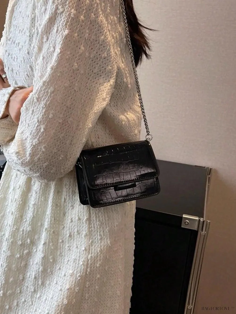 BagForLove - Timeless Fashion PU Square Bag with Unique Croc Embellishment