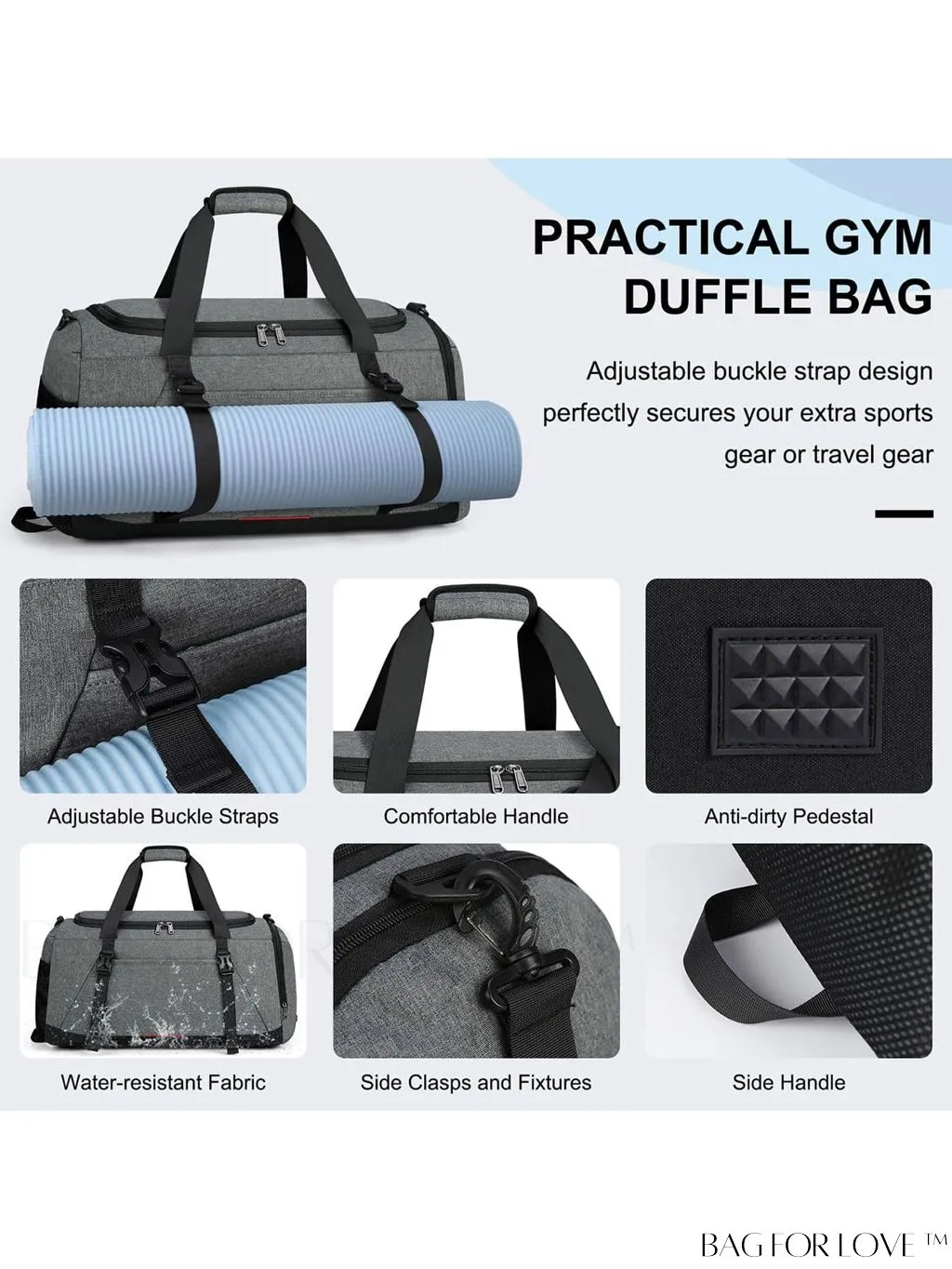 BagForLove - Water-Resistant 40L Gym Bag with Wet Pocket, Shoe Compartment - Ideal for Men and Women
