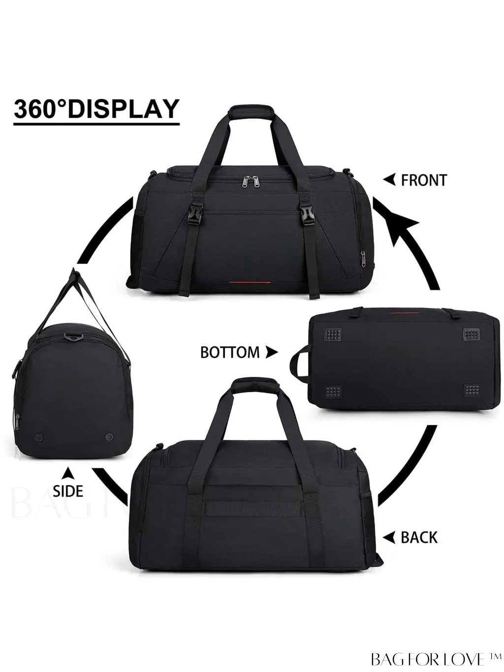 BagForLove - Water-Resistant 40L Gym Bag with Wet Pocket, Shoe Compartment - Ideal for Men and Women