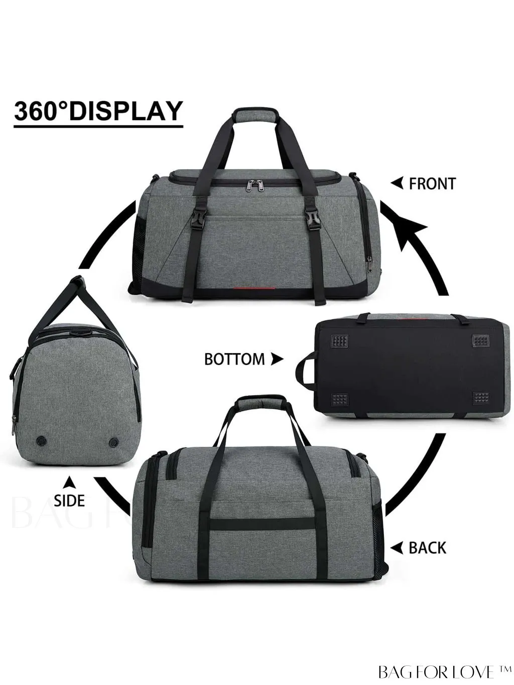 BagForLove - Water-Resistant 40L Gym Bag with Wet Pocket, Shoe Compartment - Ideal for Men and Women