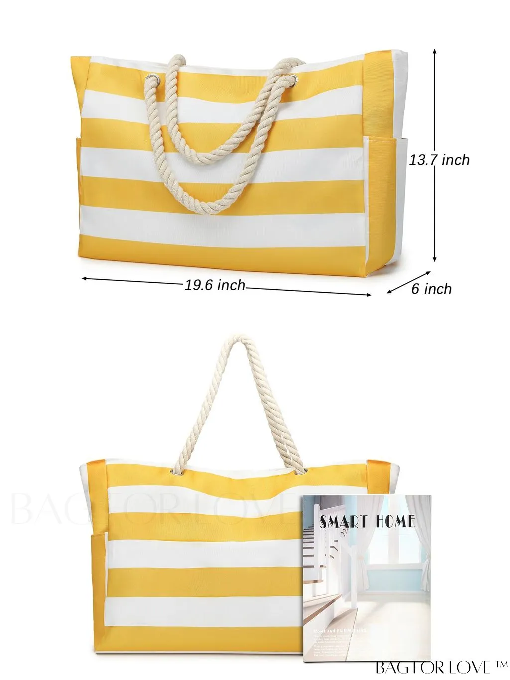 BagForLove - Womens Waterproof Beach Tote: Large, Sand-proof Swim Pool Bag with Zipper