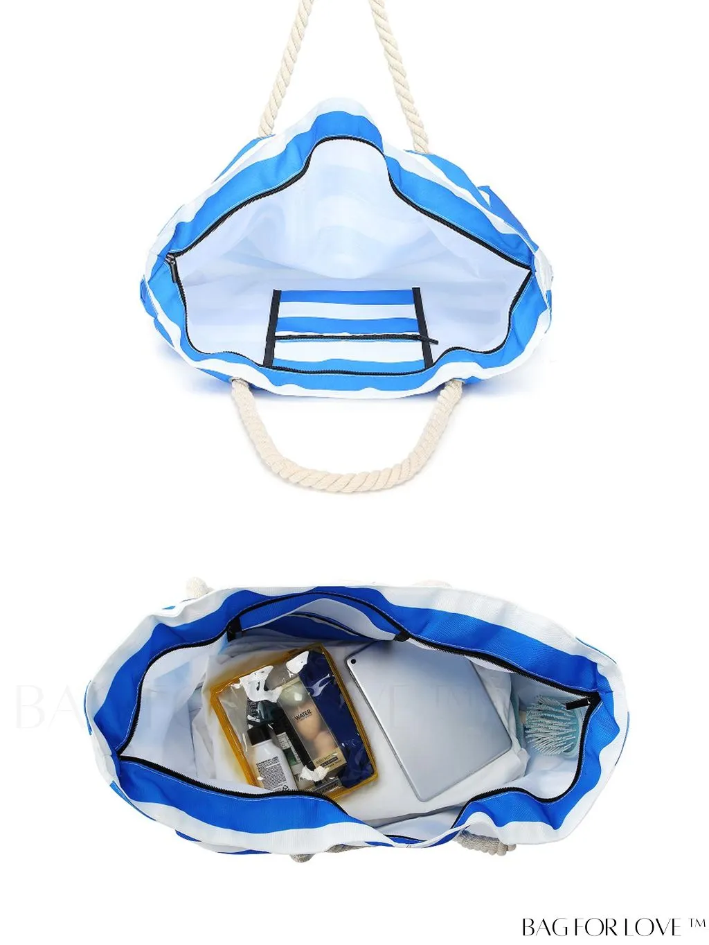 BagForLove - Womens Waterproof Beach Tote: Large, Sand-proof Swim Pool Bag with Zipper