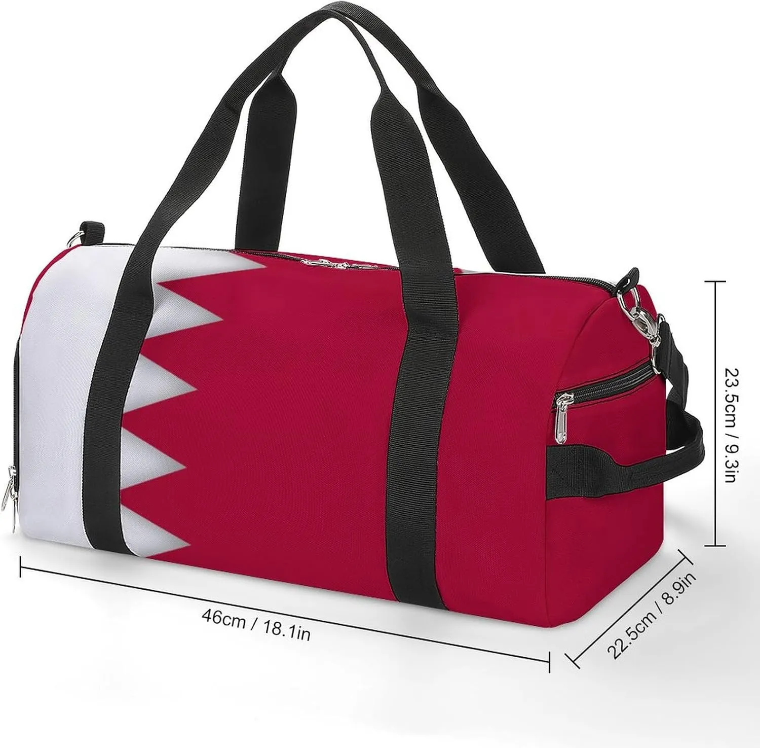 Bahrain Flag Duffel for Boys Girls with Shoe Compartment and Wet Pocket