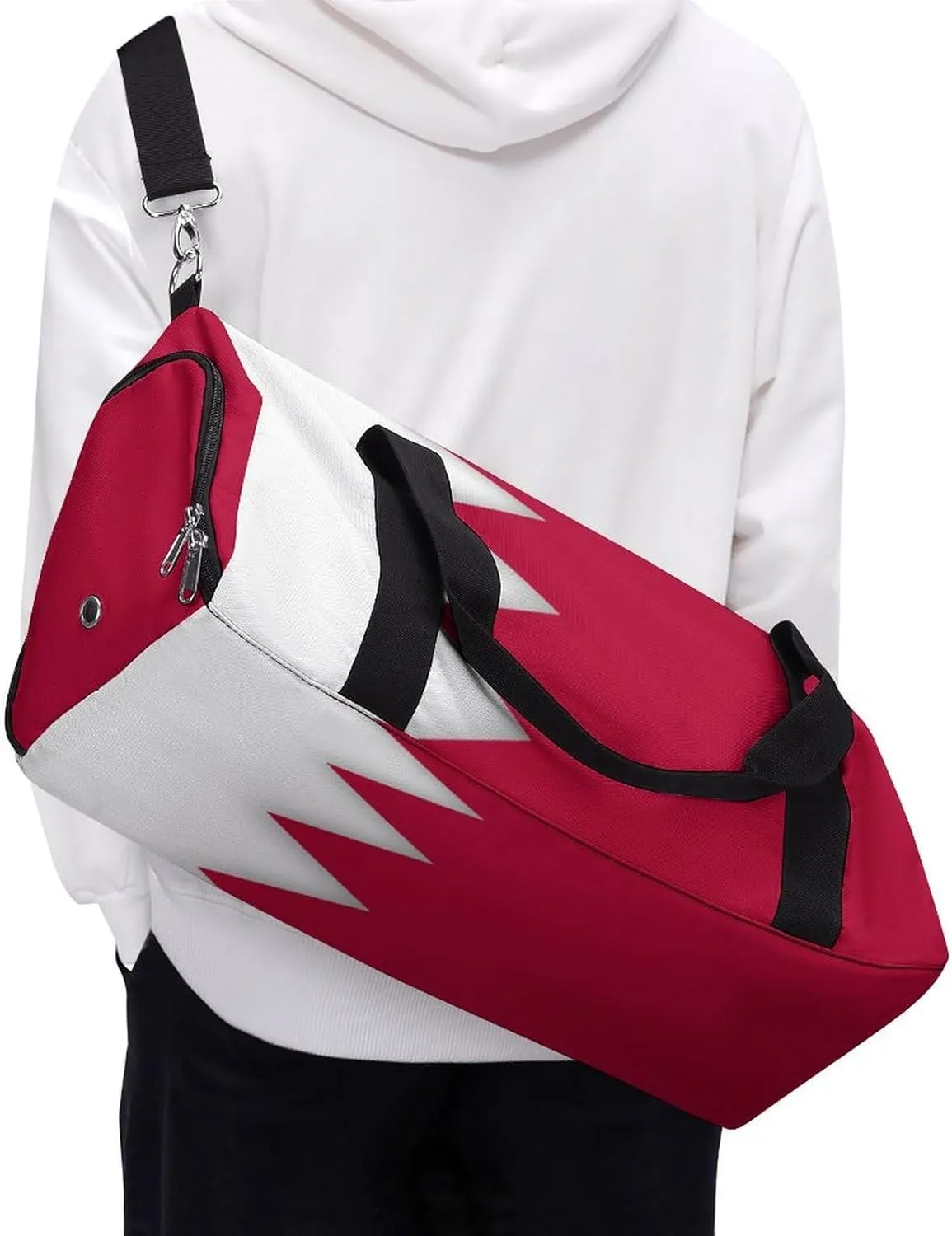 Bahrain Flag Duffel for Boys Girls with Shoe Compartment and Wet Pocket