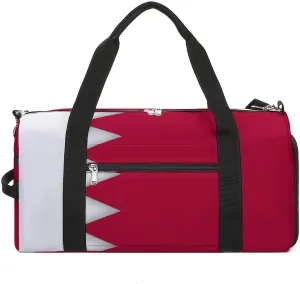 Bahrain Flag Duffel for Boys Girls with Shoe Compartment and Wet Pocket