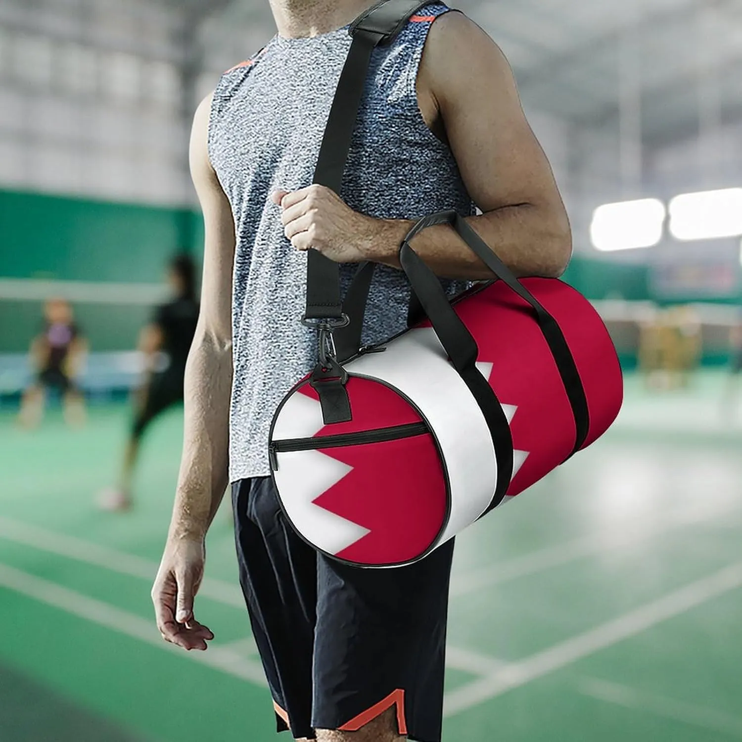 Bahrain Flag Sports Gym Bag for Boys Girls with Wet Pocket Travel Duffel Tote