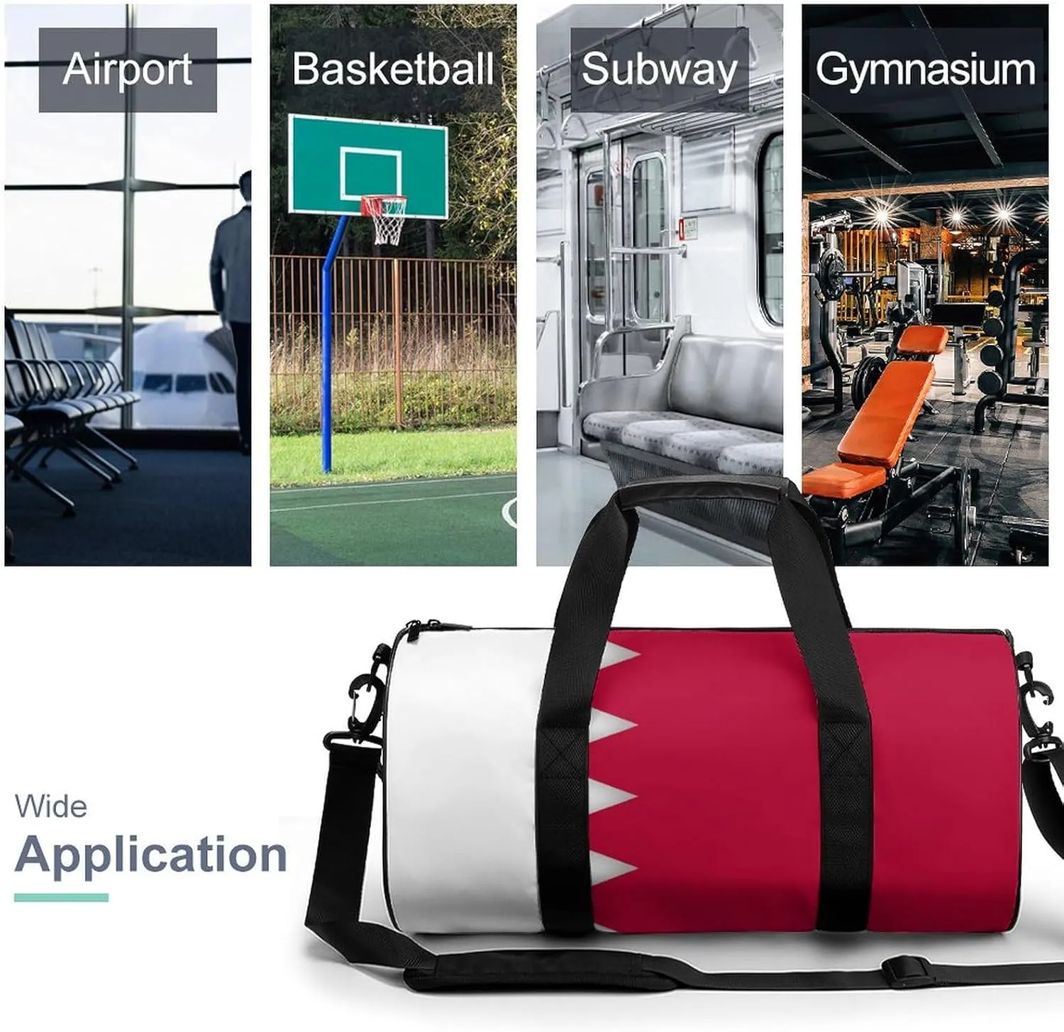 Bahrain Flag Sports Gym Bag for Boys Girls with Wet Pocket Travel Duffel Tote