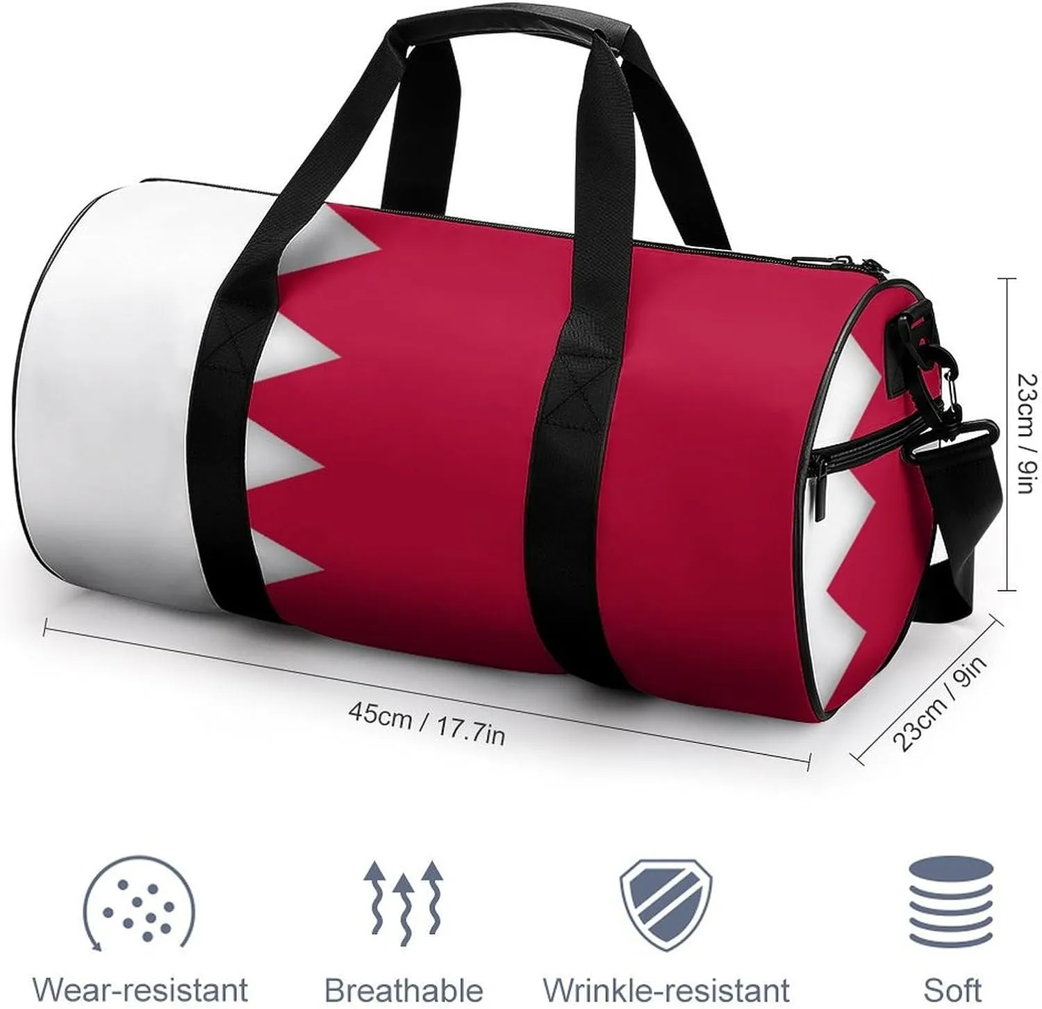 Bahrain Flag Sports Gym Bag for Boys Girls with Wet Pocket Travel Duffel Tote