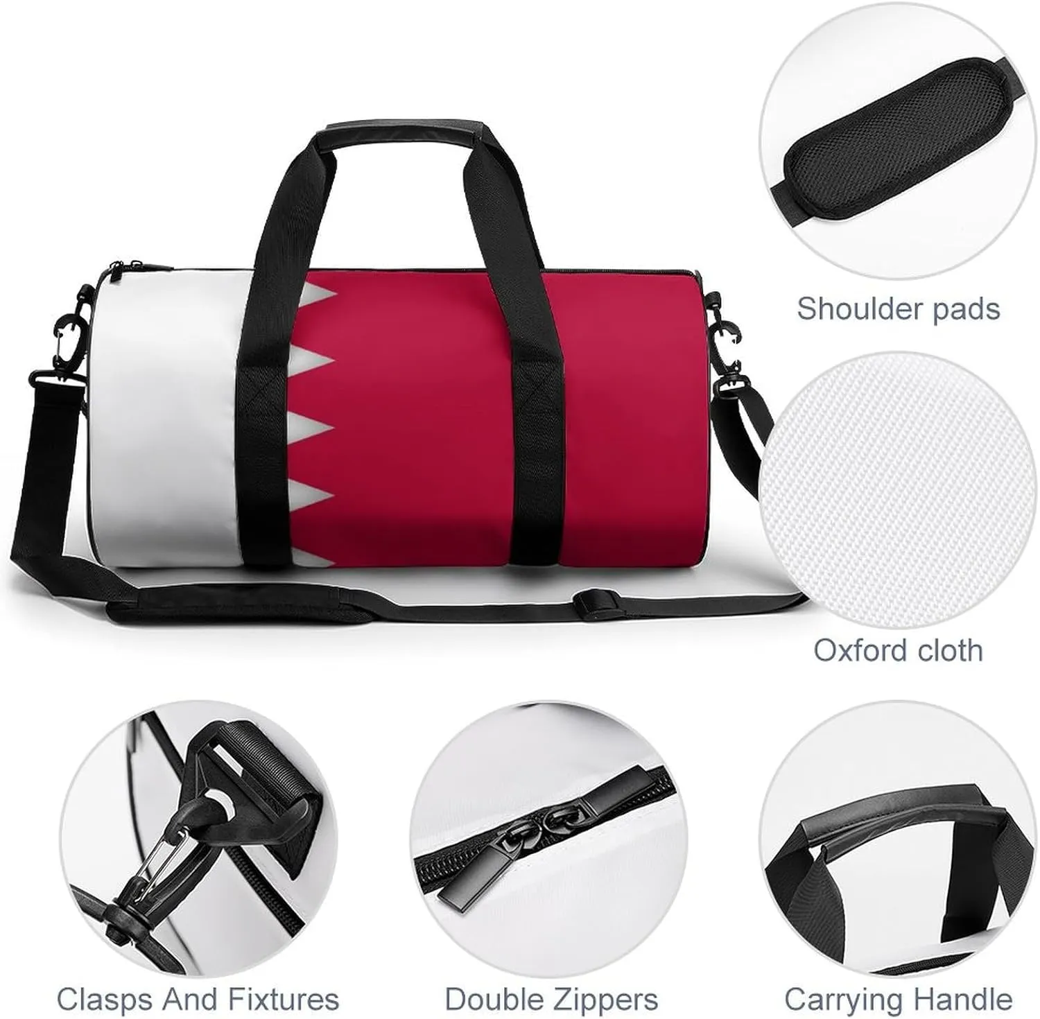 Bahrain Flag Sports Gym Bag for Boys Girls with Wet Pocket Travel Duffel Tote