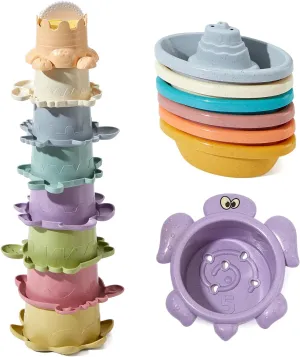 Bath Toys for Kids Ages 1-3, 14 PCS Mold Free Toddler Bath Toys for 2-4 Bathtub Water Table Toys Bath Boats and Cups for Babies 6-12 Months Early Learning Educational Gift