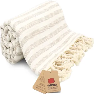Bazaar Anatolia Turkish Bath Towels 100% Cotton Beach Towel Oversized Quick Dry Boho Blanket Farmhouse Decor Sheets Bathroom Towels Autumn Throw Blanket Cream 71x39 inches - Arpa Beige