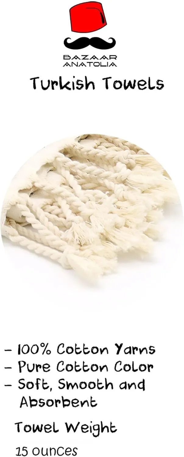Bazaar Anatolia Turkish Bath Towels 100% Cotton Beach Towel Oversized Quick Dry Boho Blanket Farmhouse Decor Sheets Bathroom Towels Autumn Throw Blanket Cream 71x39 inches - Arpa Beige