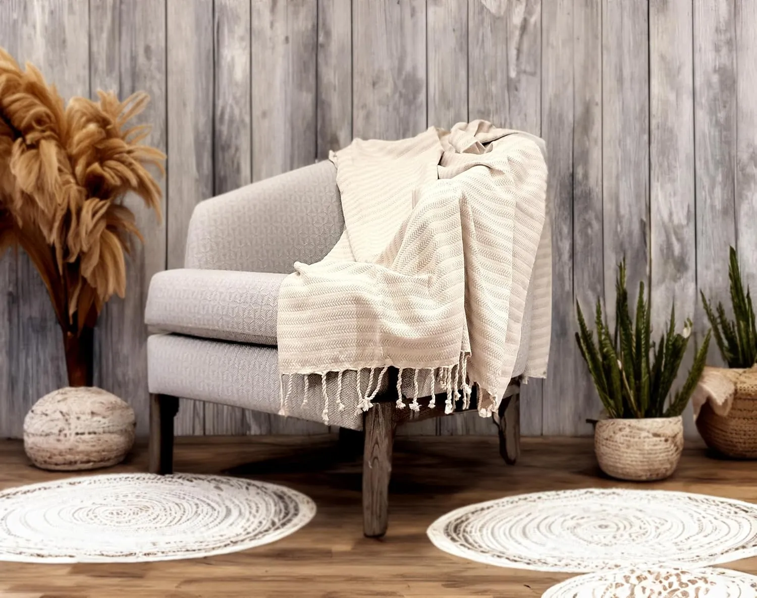 Bazaar Anatolia Turkish Bath Towels 100% Cotton Beach Towel Oversized Quick Dry Boho Blanket Farmhouse Decor Sheets Bathroom Towels Autumn Throw Blanket Cream 71x39 inches - Arpa Beige