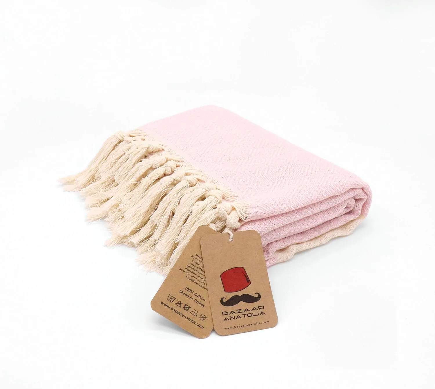Bazaar Anatolia Turkish Beach Towel 100% Cotton Bath Towels Oversized Quick Dry Boho Farmhouse Decor Sheets Bathroom Sand Free Camping Blanket 71x39 inches - Diamond Pink