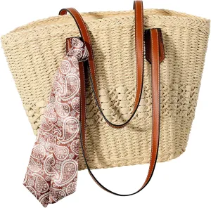 Beach Bags for Women, Summer Straw Bag, Woven Straw Beach Tote Bag Shoulder Handbags