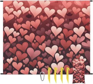 Beach Blanket, Valentine's Day Heart Sandproof Beach Mat, Waterproof Quick Drying Sand Free Mat with 4 x Ground Spikes for Outdoor Travel Camping Hiking, Red Hearts 68 x 59 in
