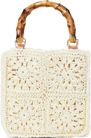 Beach Straw Bag For Women: Large Handbag Cute Purse With Bambo Top Handle For Summer Vacation Girls Gift