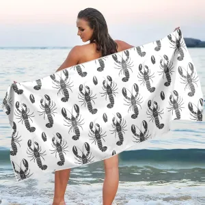 Beach Towel Lobster Pattern Print Oversized Sand Free Quick Dry Lightweight with Storage Bag for Women Men 30x60 in