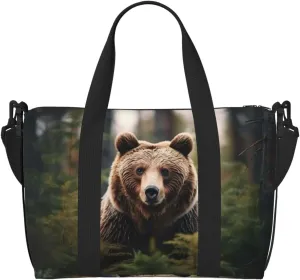Bear Wallpapers print Gym Bag for Women,Carry on Weekender Overnight Duffle Bag,Personal Item Tote Bag