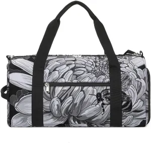 Bee on A Flower Honey Floral Sports Gym Bag for Men Women Travel Duffel Bag with Shoulder Strap