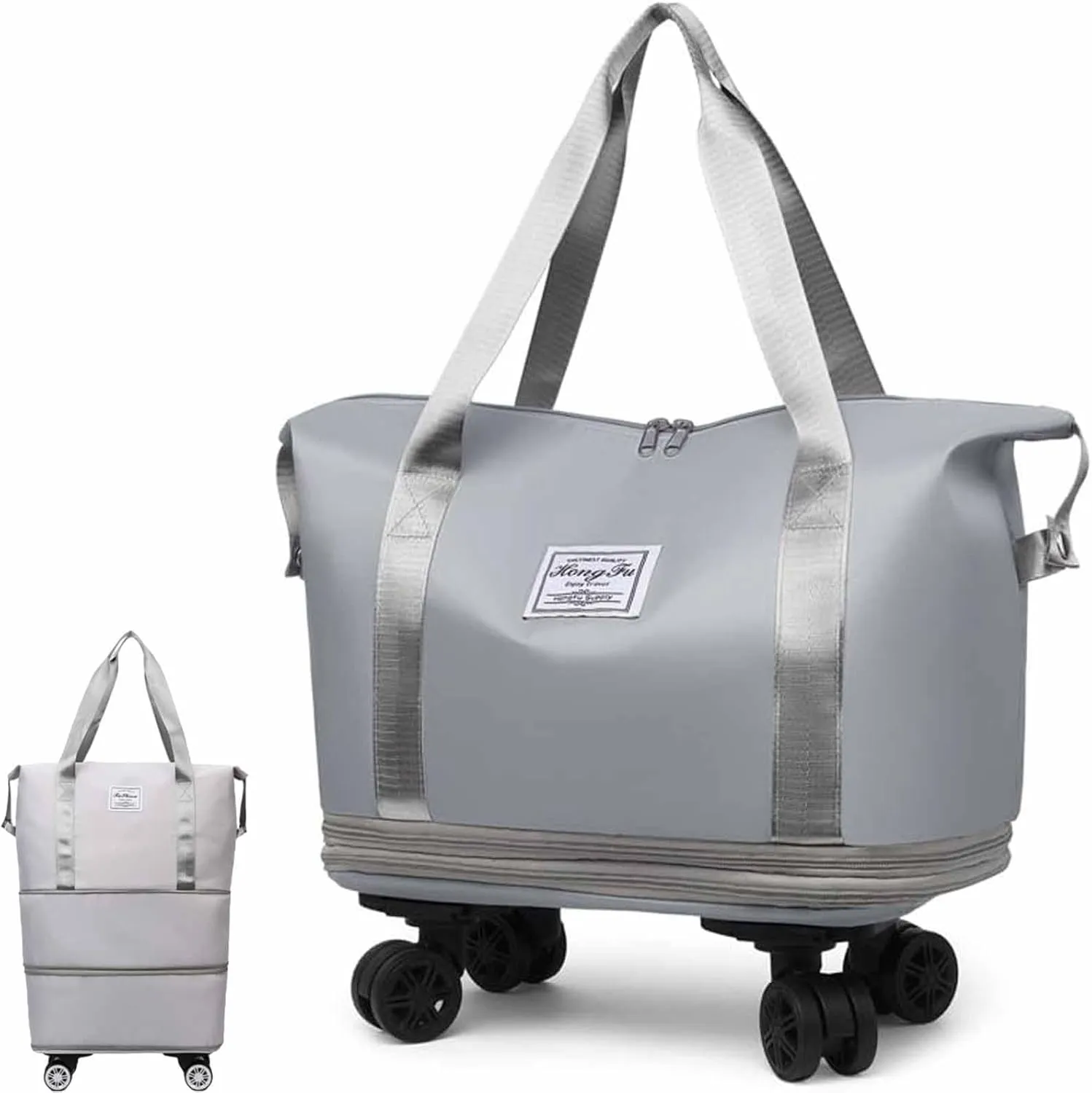 Beente Travel Bag With Wheels, 2025 New kulken Large Capacity Travel Bag-Universal Wheel Removable, All-In-One Travel Set(Gray)