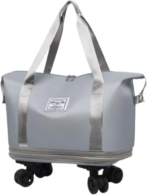 Beente Travel Bag With Wheels, 2025 New Large Capacity Travel Bag, Universal Wheel Removable, Expandable foldable duffel bag suitcase for Gym Camping Weekend Trips Business Travel (gray)