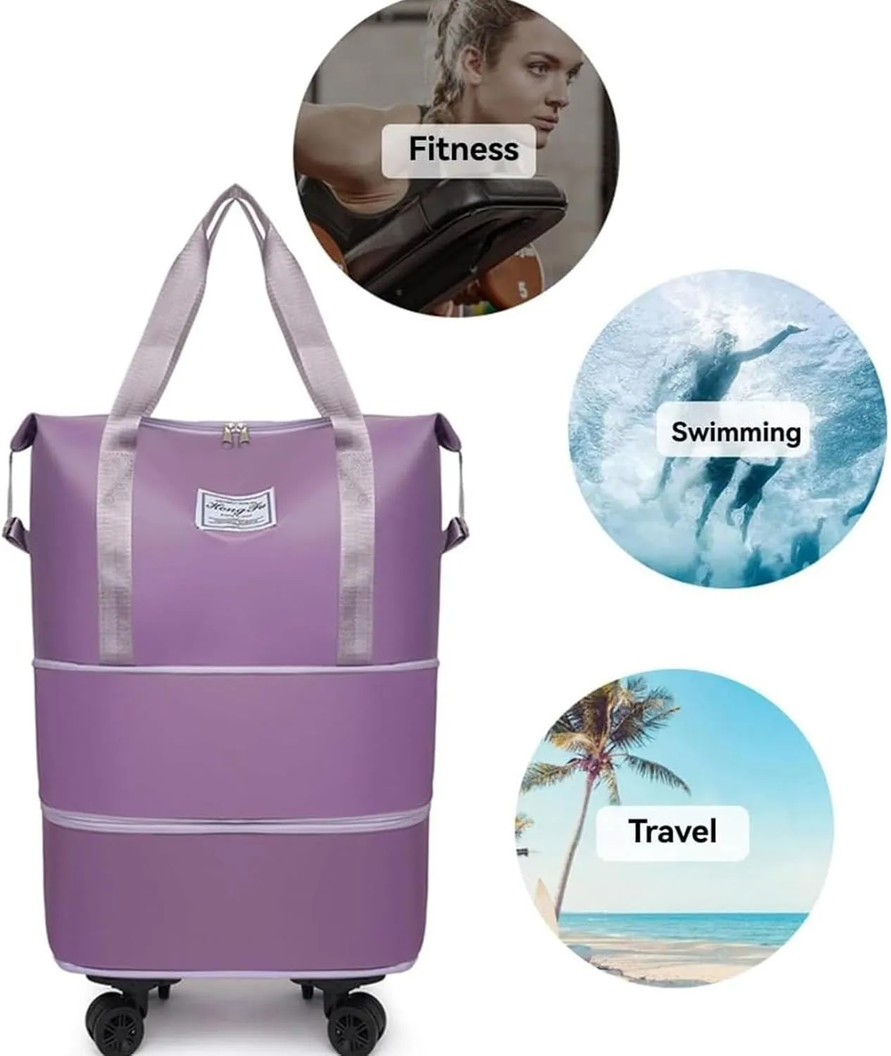 Beente Travel Bag With Wheels, 2025 New Large Capacity Travel Bag, Universal Wheel Removable, Expandable foldable duffel bag suitcase for Gym Camping Weekend Trips Business Travel (gray)