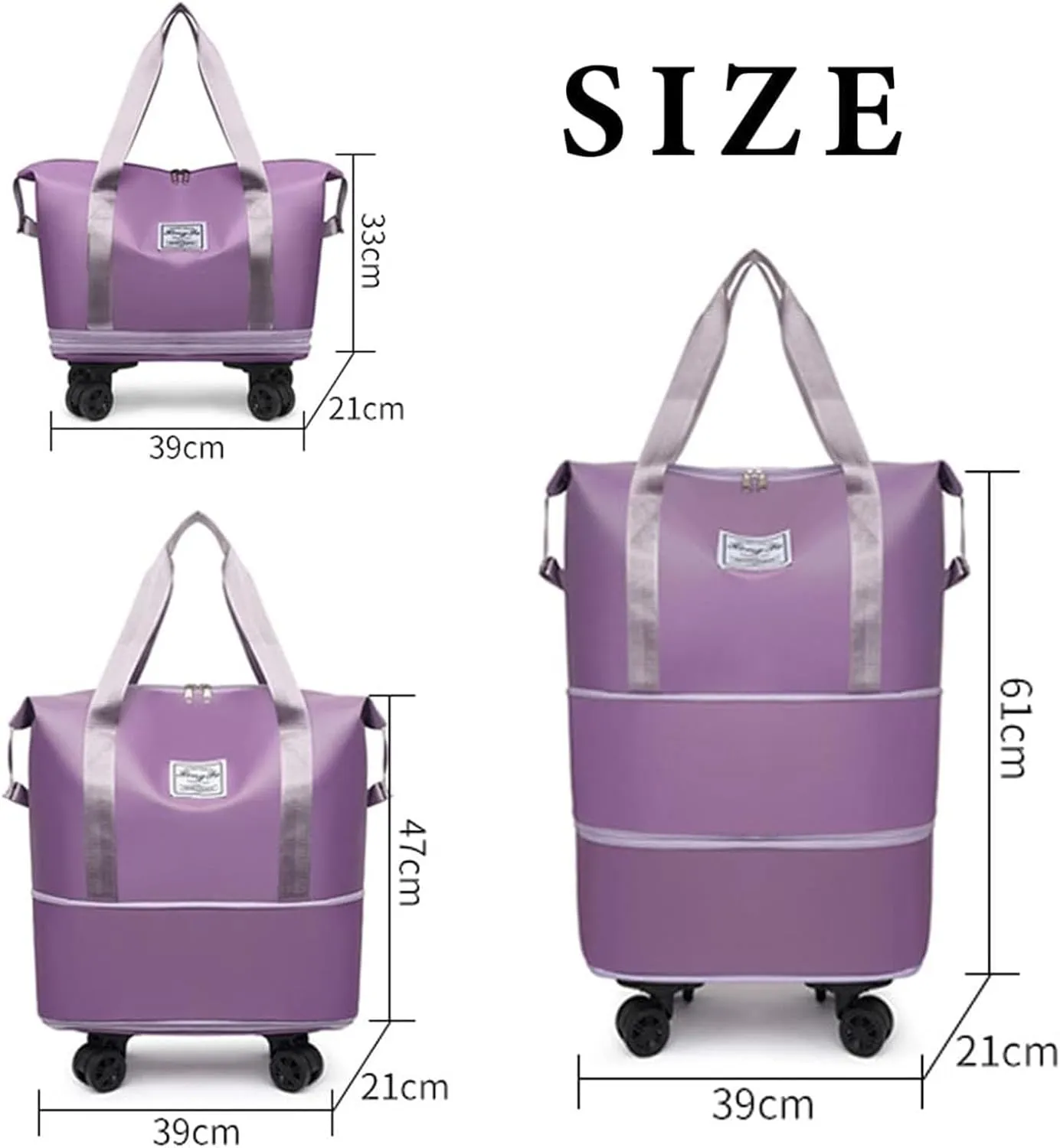 Beente Travel Bag With Wheels, 2025 New Large Capacity Travel Bag, Universal Wheel Removable, Expandable foldable duffel bag suitcase for Gym Camping Weekend Trips Business Travel (gray)